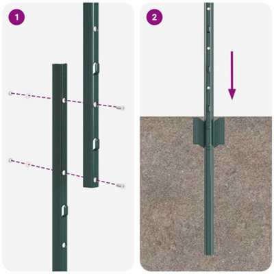 Berkfield Fence Posts Height Adjustable 10 pcs Green 120 cm Steel