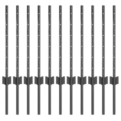 Berkfield Fence Posts Height Adjustable 11 pcs Grey 60 cm Steel