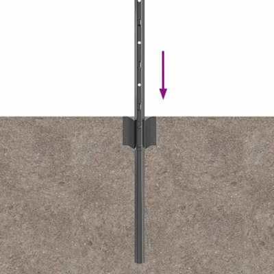 Berkfield Fence Posts Height Adjustable 11 pcs Grey 60 cm Steel