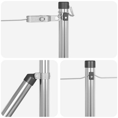 Berkfield Fence Posts Height Adjustable Manual 13 pcs Silver