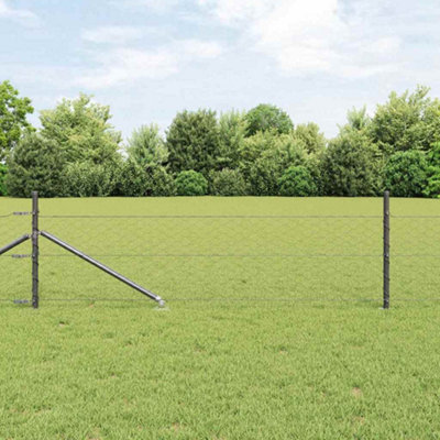 Berkfield Fence with Posts Grey 0.8 x 10 m PVC-coated steel