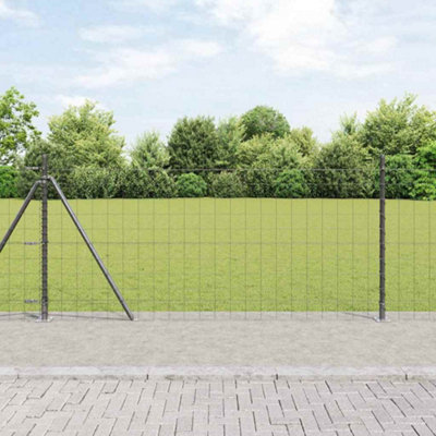 Berkfield Fence with Posts Grey 0.8 x 25 m Steel