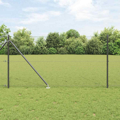 Berkfield Fence with Posts Grey 10 x 1 m Powder-coated galvanised steel