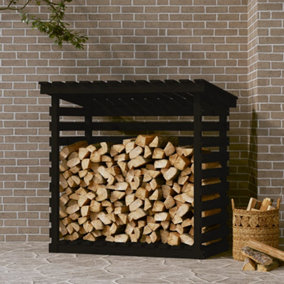 Berkfield Firewood Rack Black 108x73x108 cm Solid Wood Pine