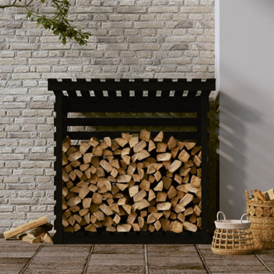 Berkfield Firewood Rack Black 108x73x108 cm Solid Wood Pine