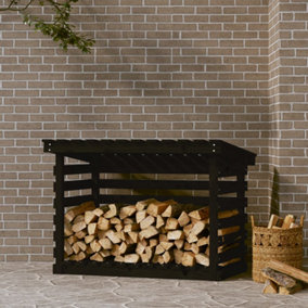 Berkfield Firewood Rack Black 108x73x79 cm Solid Wood Pine