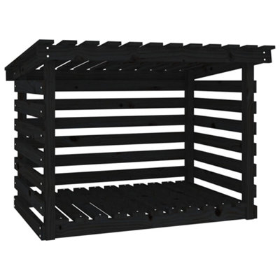 Berkfield Firewood Rack Black 108x73x79 cm Solid Wood Pine