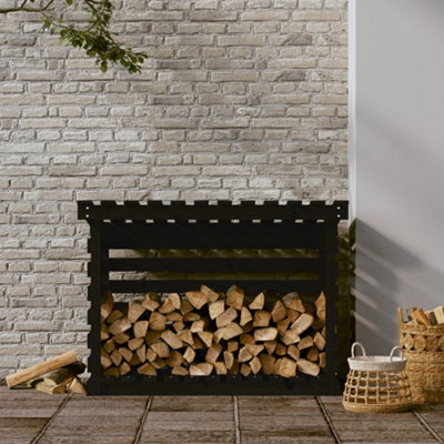 Berkfield Firewood Rack Black 108x73x79 cm Solid Wood Pine