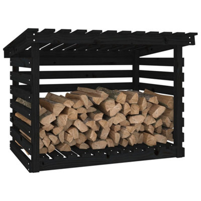 Berkfield Firewood Rack Black 108x73x79 cm Solid Wood Pine