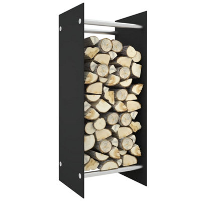 Berkfield Firewood Rack Black 40x35x100 cm Tempered Glass