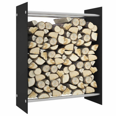 Berkfield Firewood Rack Black 80x35x100 cm Tempered Glass