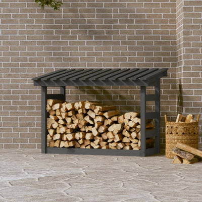 Berkfield Firewood Rack Grey 108x64.5x78 cm Solid Wood Pine