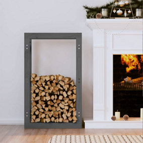 Berkfield Firewood Rack Grey 60x25x100 cm Solid Wood Pine
