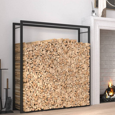 Berkfield Firewood Rack Matt Black 110x28x116 cm Steel