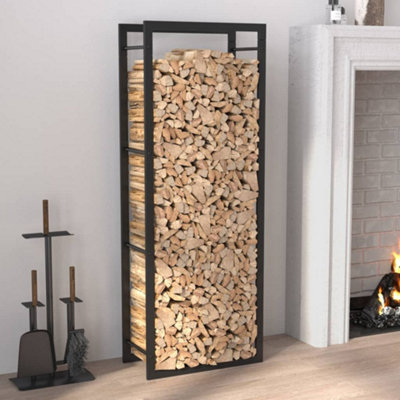 Berkfield Firewood Rack Matt Black 50x28x132 cm Steel