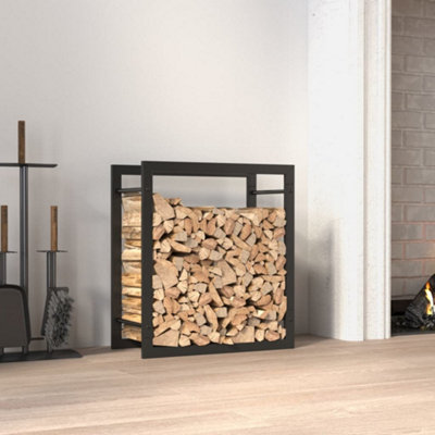 Berkfield Firewood Rack Matt Black 50x28x56 cm Steel