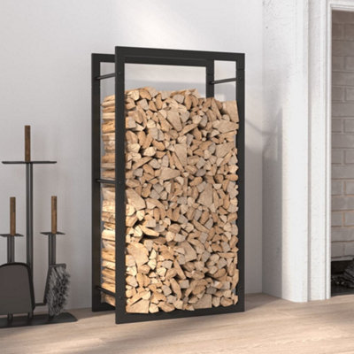 Berkfield Firewood Rack Matt Black 50x28x94 cm Steel