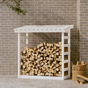 Berkfield Firewood Rack White 108x64.5x110 cm Solid Wood Pine