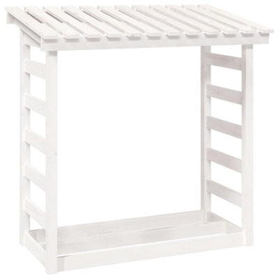 Berkfield Firewood Rack White 108x64.5x110 cm Solid Wood Pine