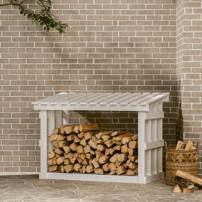 Berkfield Firewood Rack White 108x64.5x77 cm Solid Wood Pine