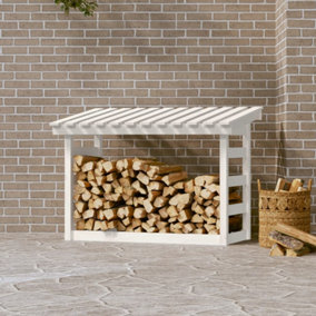 Berkfield Firewood Rack White 108x64.5x78 cm Solid Wood Pine
