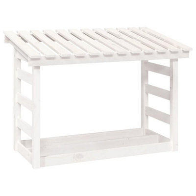 Berkfield Firewood Rack White 108x64.5x78 cm Solid Wood Pine