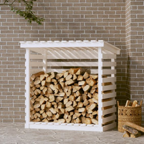 Berkfield Firewood Rack White 108x73x108 cm Solid Wood Pine