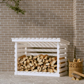 Berkfield Firewood Rack White 108x73x79 cm Solid Wood Pine