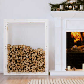 Berkfield Firewood Rack White 80x25x100 cm Solid Wood Pine