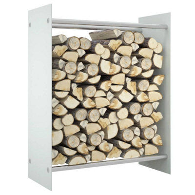 Berkfield Firewood Rack White 80x35x100 cm Tempered Glass