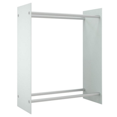 Berkfield Firewood Rack White 80x35x100 cm Tempered Glass