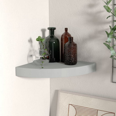 Berkfield Floating Corner Shelf Grey 25x25x3.8 cm MDF