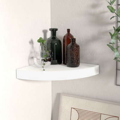 Berkfield Floating Corner Shelf White 25x25x3.8 cm MDF