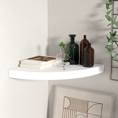 Berkfield Floating Corner Shelf White 35x35x3.8 cm MDF