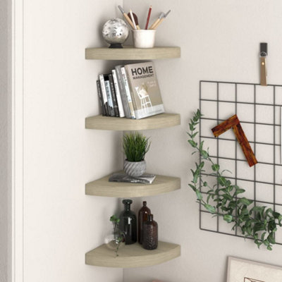 Berkfield Floating Corner Shelves 4 pcs Oak 25x25x3.8 cm MDF