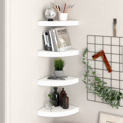 Berkfield Floating Corner Shelves 4 pcs White 25x25x3.8 cm MDF