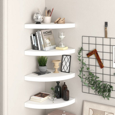 Berkfield Floating Corner Shelves 4 pcs White 35x35x3.8 cm MDF