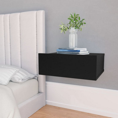 Floating bedside on sale table black