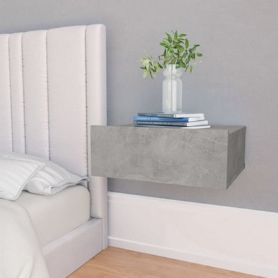 Berkfield Floating Nightstand Concrete Grey 40x30x15 cm Engineered Wood