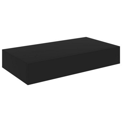 Berkfield Floating Wall Shelf with Drawer Black 48x25x8 cm