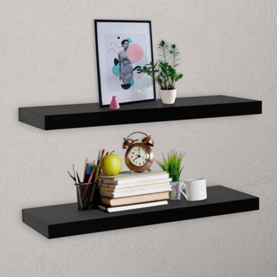 Berkfield Floating Wall Shelves 2 pcs Black 100x20x3.8 cm