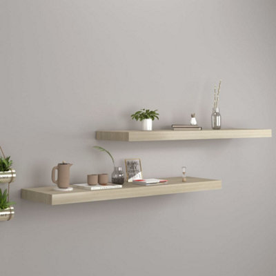 Berkfield Floating Wall Shelves 2 pcs Oak 90x23.5x3.8 cm MDF