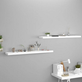 Berkfield Floating Wall Shelves 2 pcs White 120x23.5x3.8 cm MDF