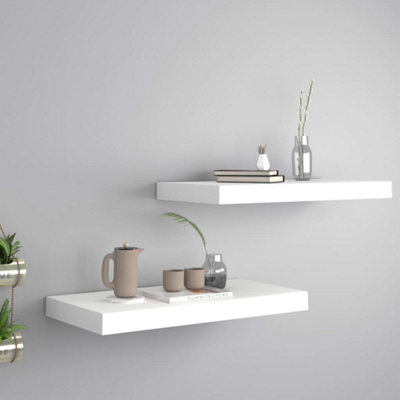 Berkfield Floating Wall Shelves 2 pcs White 50x23x3.8 cm MDF | DIY at B&Q