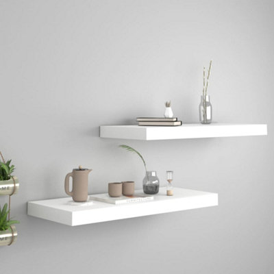 Berkfield Floating Wall Shelves 2 pcs White 60x23.5x3.8 cm MDF | DIY at B&Q