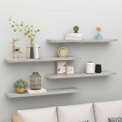 Berkfield Floating Wall Shelves 4 pcs Concrete Grey 120x23.5x3.8 cm MDF