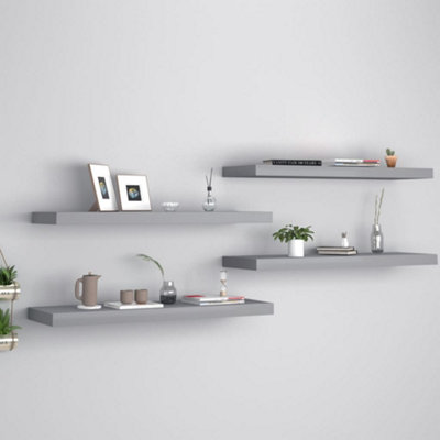 Berkfield Floating Wall Shelves 4 pcs Grey 80x23.5x3.8 cm MDF