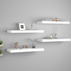 Berkfield Floating Wall Shelves 4 pcs White 60x23.5x3.8 cm MDF