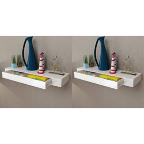 Berkfield Floating Wall Shelves with Drawers 2 pcs White 80 cm