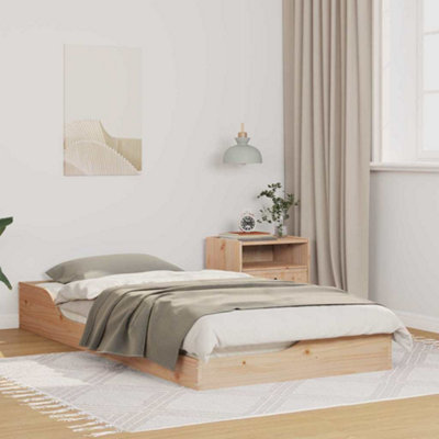 Berkfield Floor Bed Frame Brown 75 x 190 cm Solid pine wood